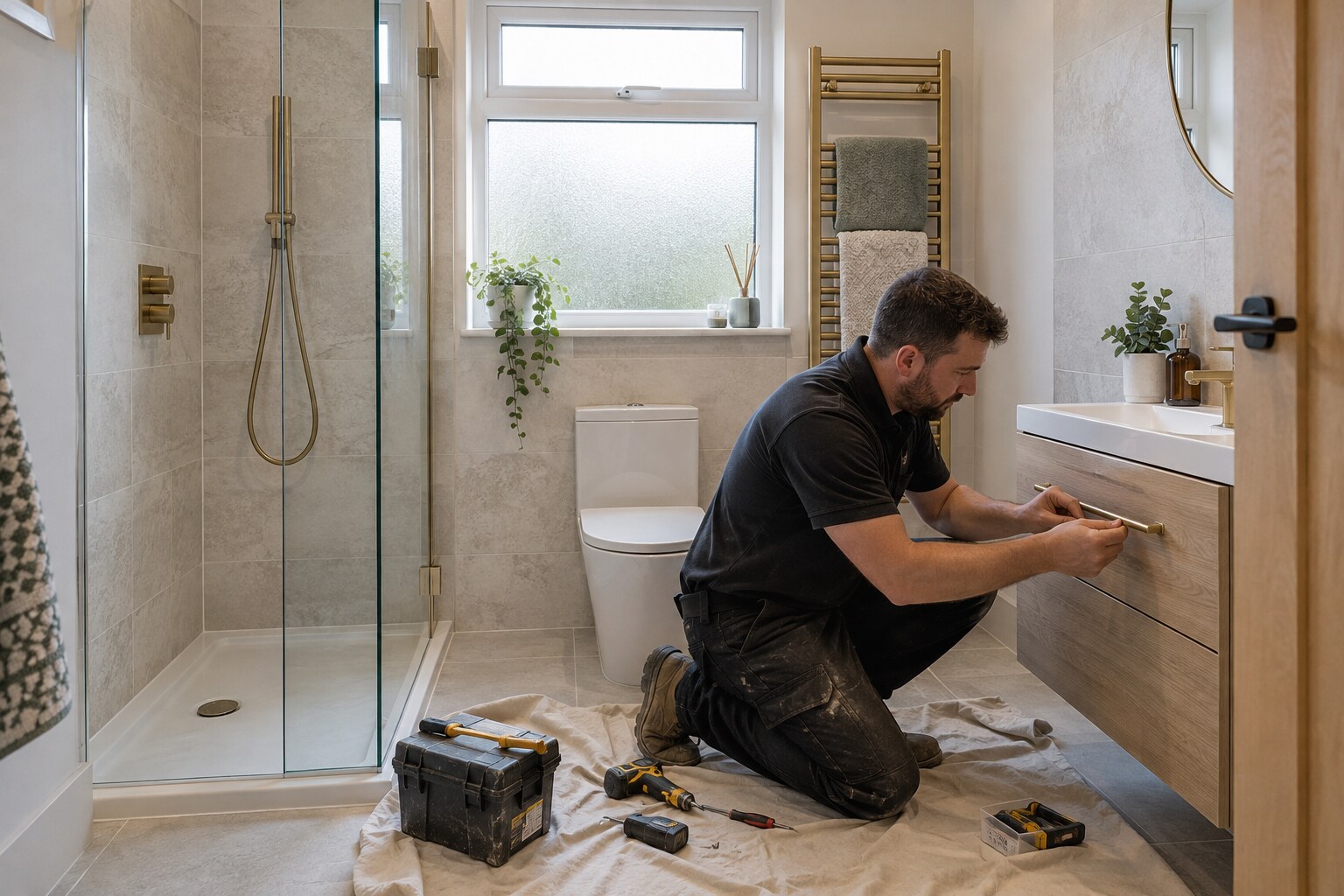 Completed modern bathroom